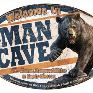 RIVERS EDGE MAN CAVE BEAR TIN